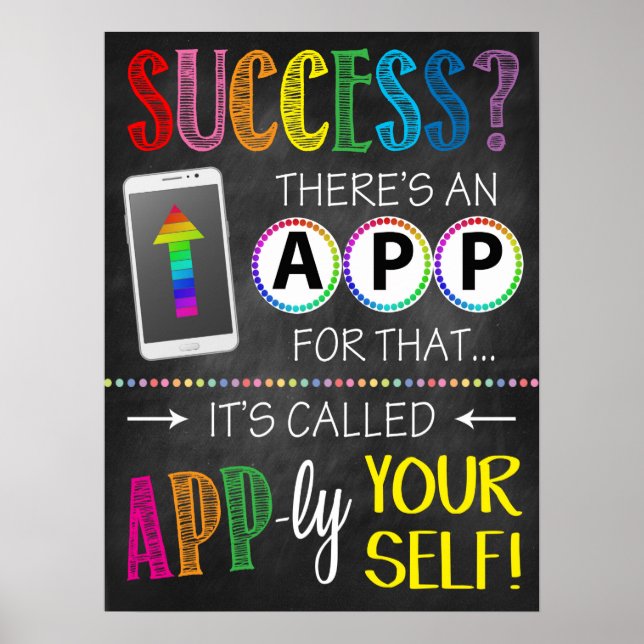 Poster de sala de aula motivacional de sucesso (Frente)