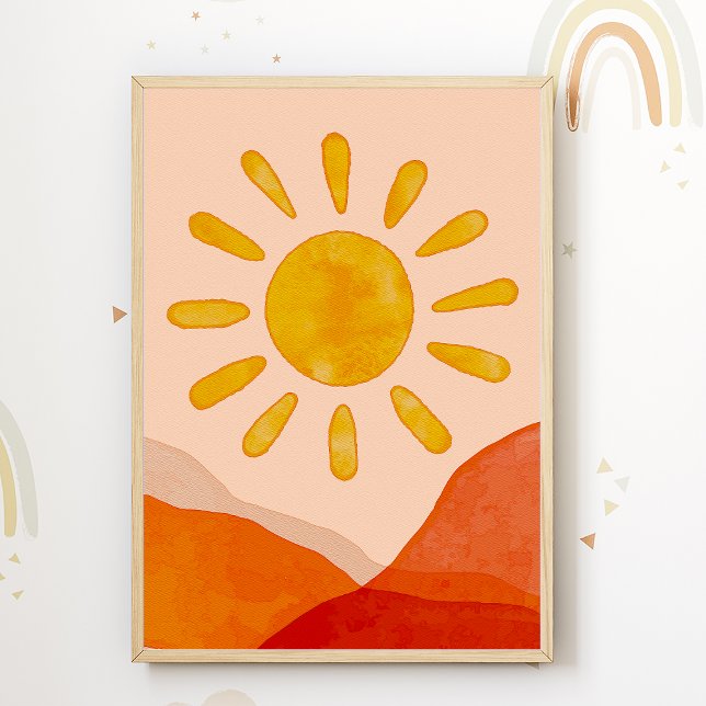 Pôster de Sala de Bebês Boho Sun Crianças Impressã (Criador carregado)