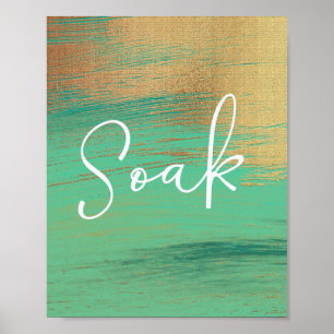 Poster de Salão de Banheira Dourado Verde de Soak
