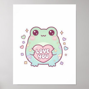 Poster de Sapo Amoroso Coração Estético Romântico