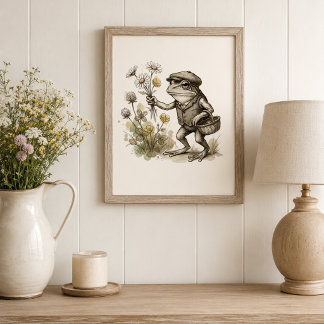 Poster de Sapo Caprichoso com Flores Silvestres em