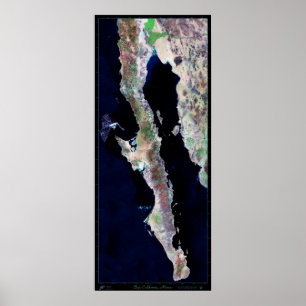 Poster de satélite Baja California de 29"x68,5