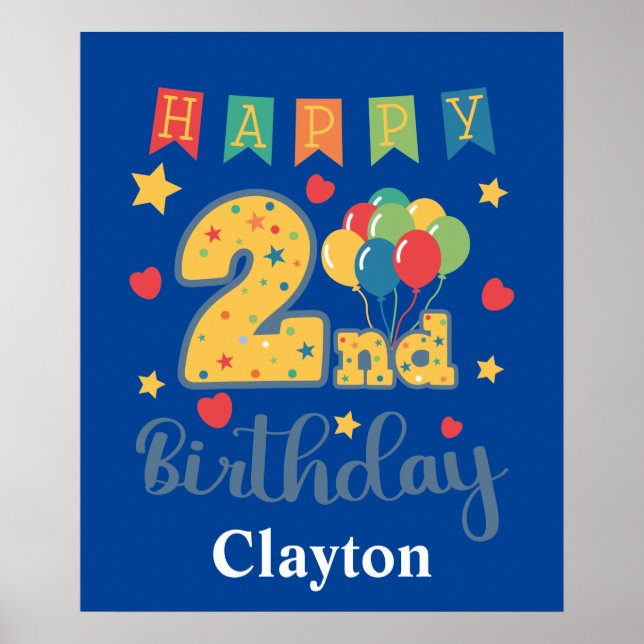 Poster de segundo aniversário feliz (Frente)