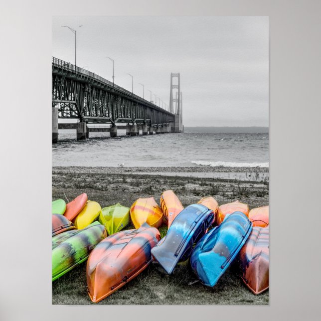 Poster de Seleção de Cores e Ponte Mackinac (Frente)