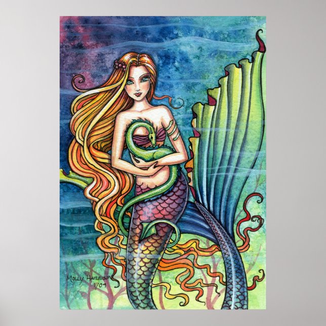 Poster de Sereia com Dragão por Molly Harrison (Frente)