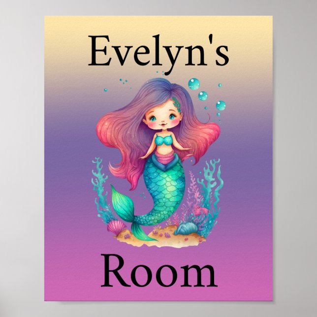 Poster de sereia com pastel personalizado (Frente)