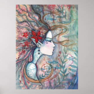 Poster de Sereia da Flor Vermelha por Molly Harris