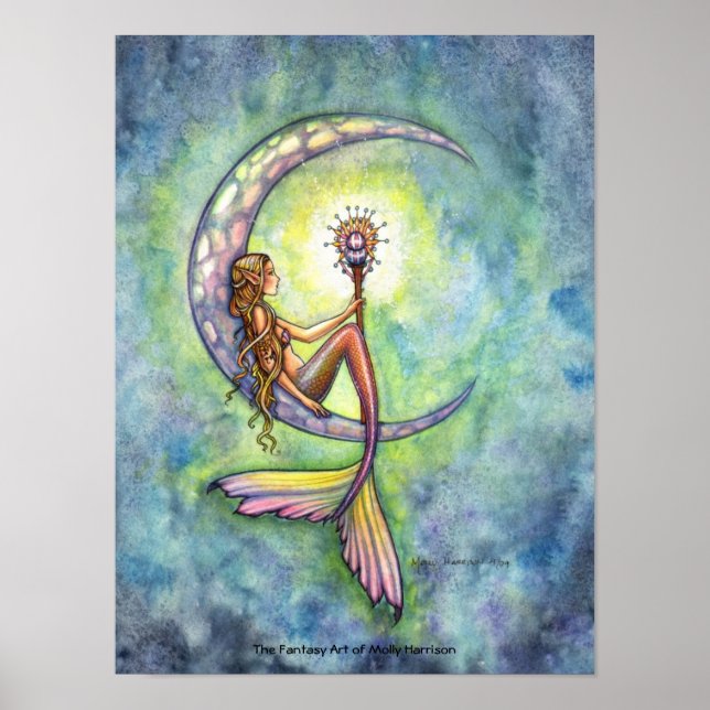 Poster de Sereia por Molly Harrison Mermaid Moon (Frente)