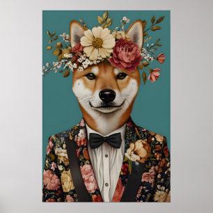 Pôster de Shiba Inu de Terno, Retrato de Shiba Inu