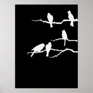 Poster de Silhueta de Pássaro Branco