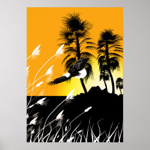 Pôster de Silhuetas de Águia Deserto de Verão