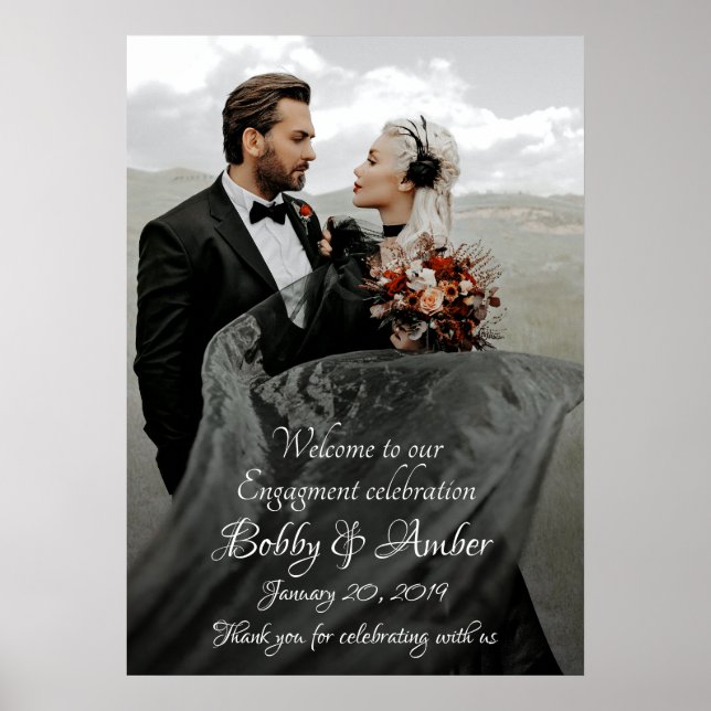 Poster de sinal de boas-vindas de casamento com fo (Frente)