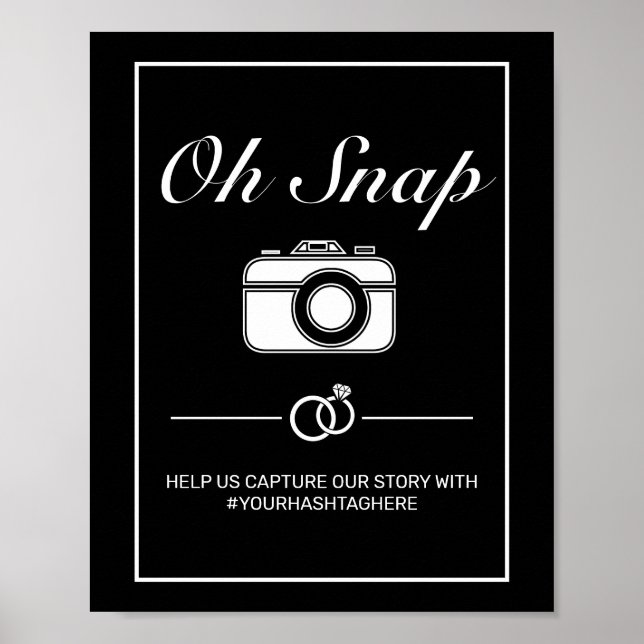 Poster De Sinal de Casamento Moderno Preto Branco Minimal (Frente)