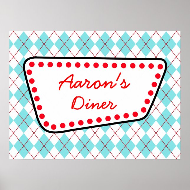 Poster de Sinal de Diner Argyle Personalizado (Frente)