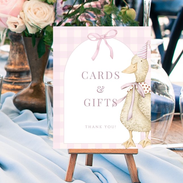 Poster de Sinal de Presente e Cartões de Ganso com (Pink One Silly Goose Cards Gifts Sign Poster)