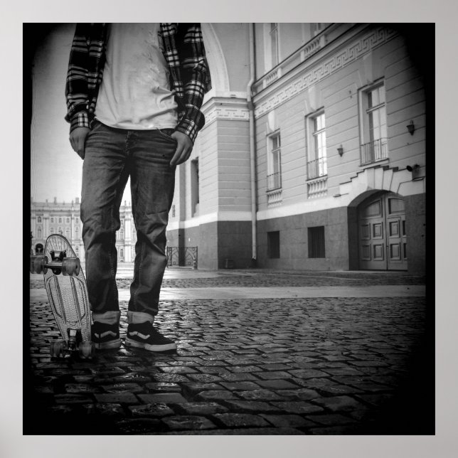 poster de skate preto e branco da antiga escola do (Frente)