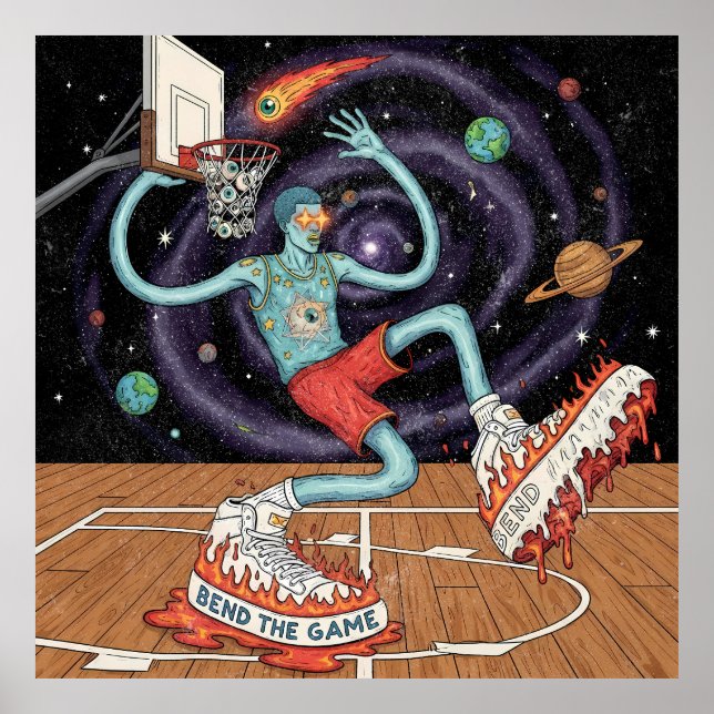 Poster de Slam Dunk de Basquete Cósmico (Frente)