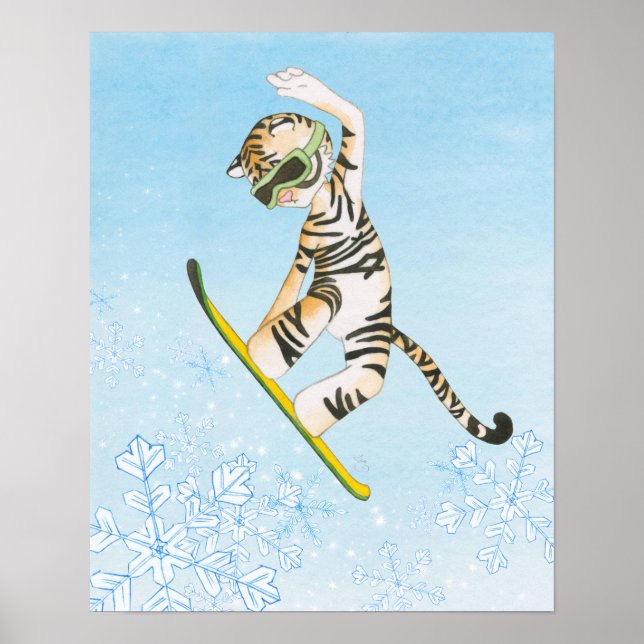 Poster de snowboard Tiger (Frente)