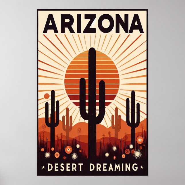 Poster de Sonhos do Deserto de Arizona Vintage (Frente)