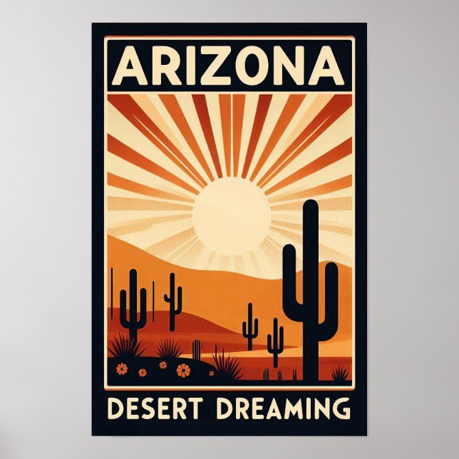 Poster de Sonhos do Deserto de Arizona Vintage (Frente)