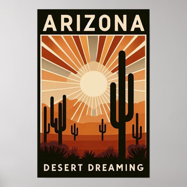 Poster de Sonhos do Deserto de Arizona Vintage (Frente)