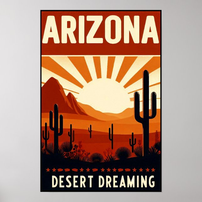 Poster de Sonhos do Deserto de Arizona Vintage (Frente)
