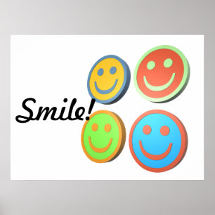 Poster de sorriso das caras do pop art