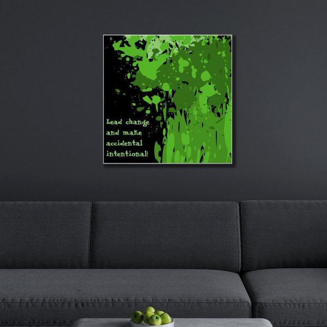 Poster de Splatter de Pintura Verde Motivacional (Green Splatter Art, Lead Change )