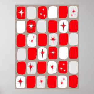 Poster de Starbursts Vermelhos Retroativos