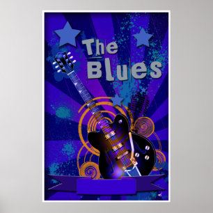 Poster de Starburt da guitarra dos azuis