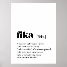 Poster de Suecia de café com definição de fika clá