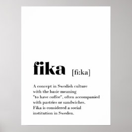 Poster de Suecia de café com definição de fika clá