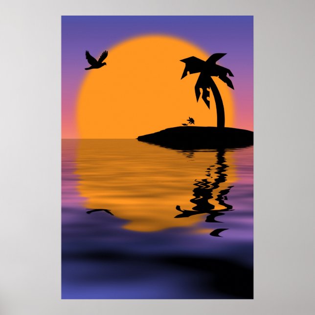 Poster de Sunset da Ilha Tropical (Frente)