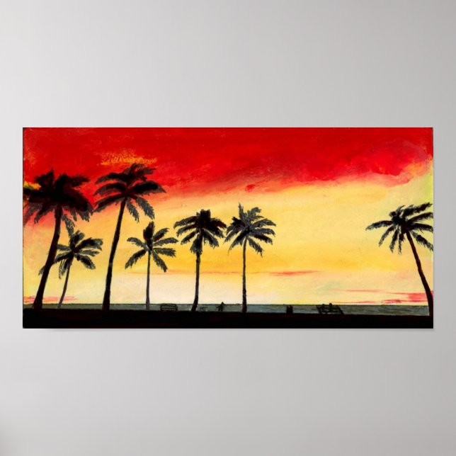 Poster de Sunset das Palm Trees de Praia Tropical  (Frente)