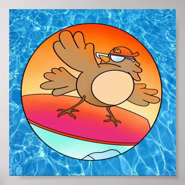 Poster de Surfista de Ave de Verão (Frente)