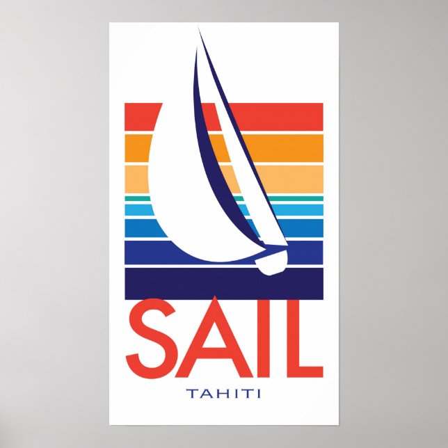 Poster de Tahiti do Quadrado de Cor do Barco (Frente)