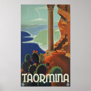 Poster de Taormina Sicília Italia VintageTravel