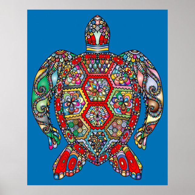 Poster de Tartaruga do Mar Psicodélico (Frente)