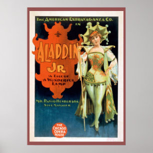 Poster de Teatro de Aladdin Jr Vintage
