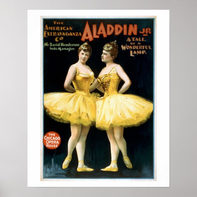 Poster de Teatro de Aladdin Jr Vintage (Frente)