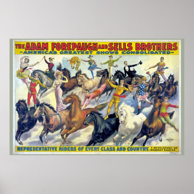 Poster de Teatro de Vintagem de Circus Riders (Frente)