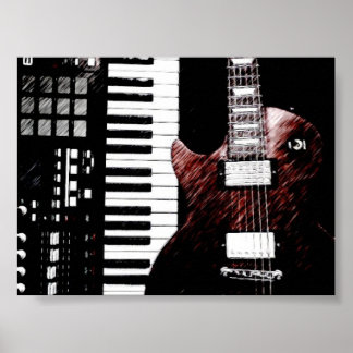 Poster de teclado e violão