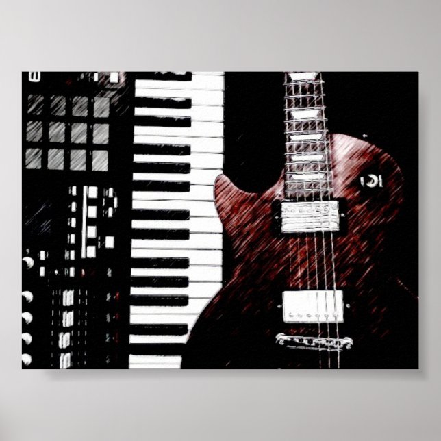 Poster de teclado e violão (Frente)