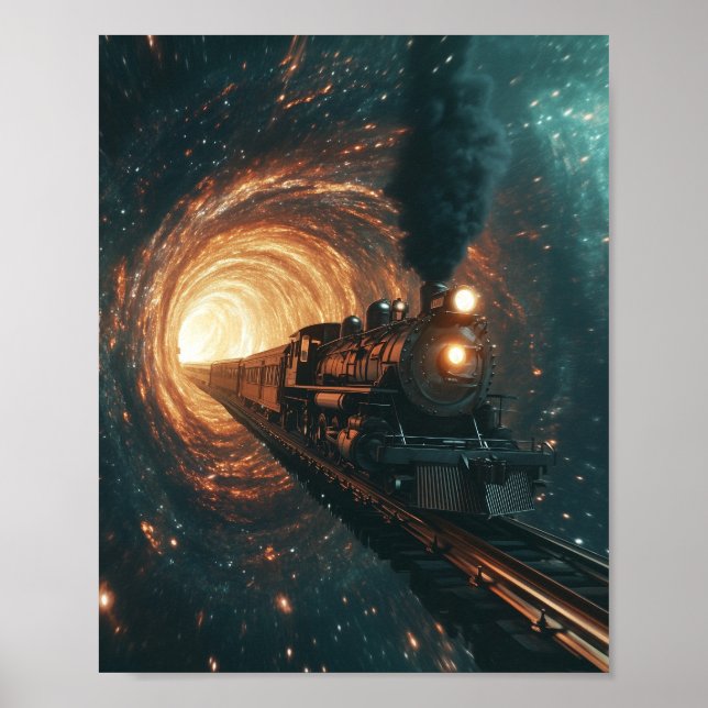 Poster de tempo-Viagem do comboio com vapor Sci-Fi (Frente)