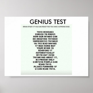 Poster de Teste Genius com texto para testar sua m