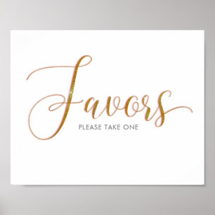 Pôster de texto em script com brilho dourado Favor