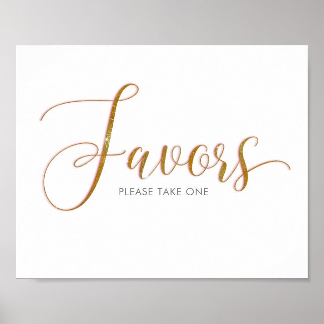 Pôster de texto em script com brilho dourado Favor (Frente)
