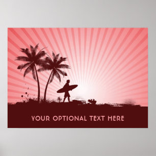 poster de texto personalizado do Beach Surfer