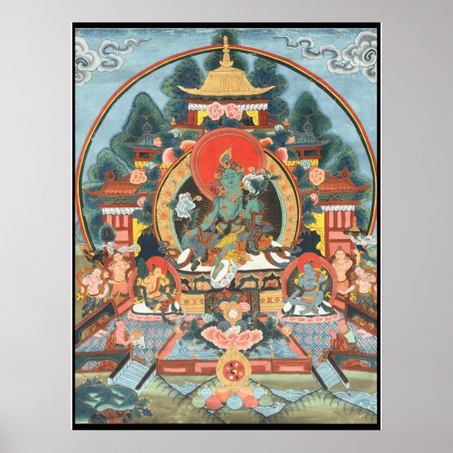 Poster de Thara Tibetan Thangka Verde (Frente)
