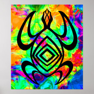 Poster de Tiedye da simetria da tartaruga